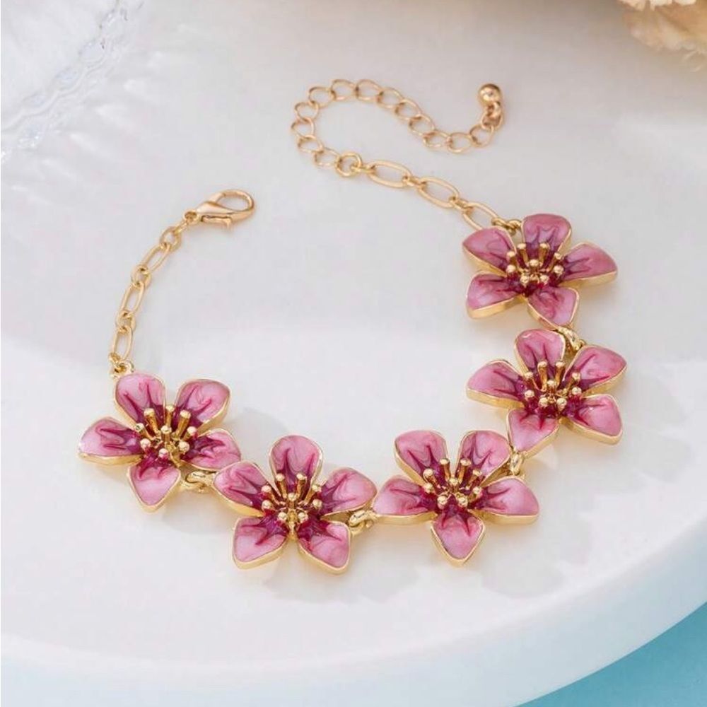 Pink Floral anklet N1190